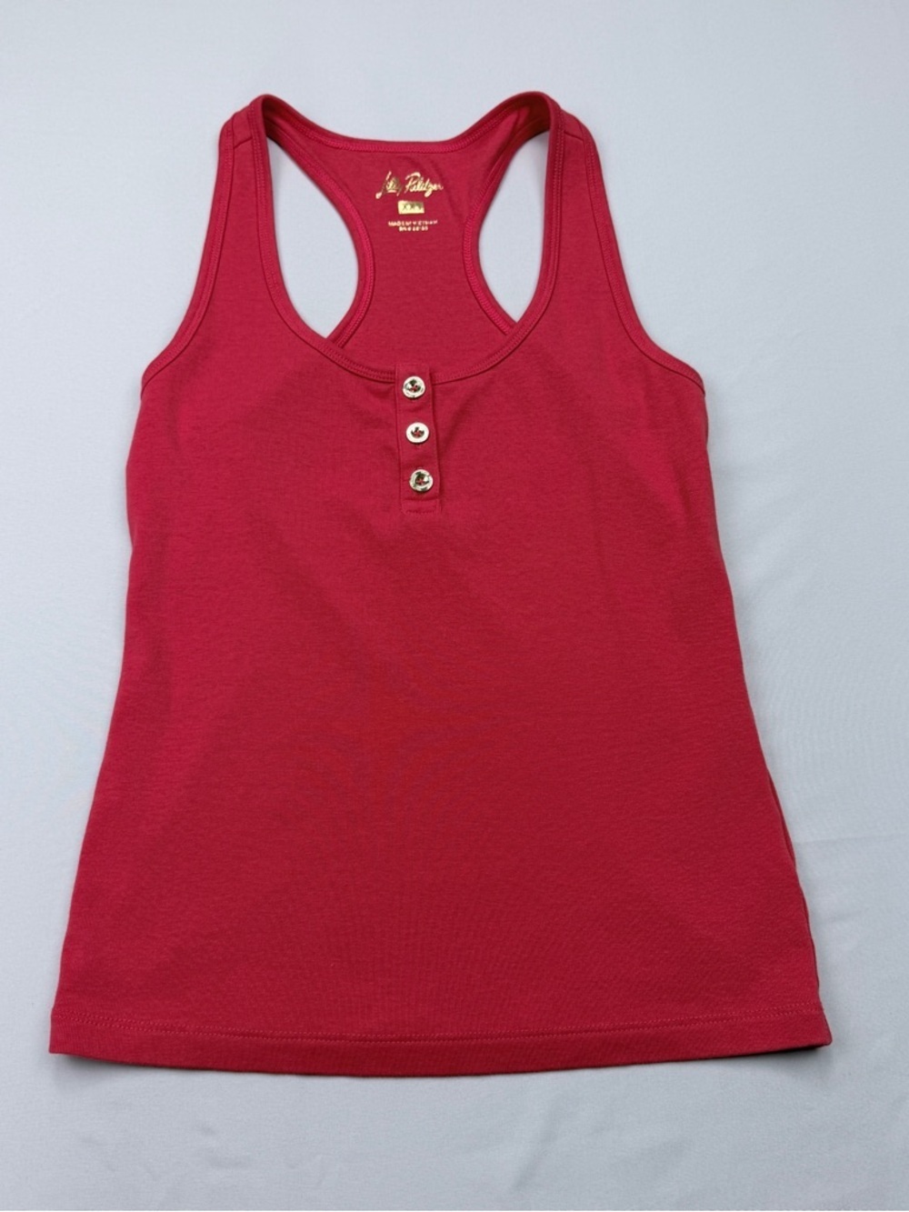 Lilly Pulitzer Raspberry Red Racerback Tank with Button Placket